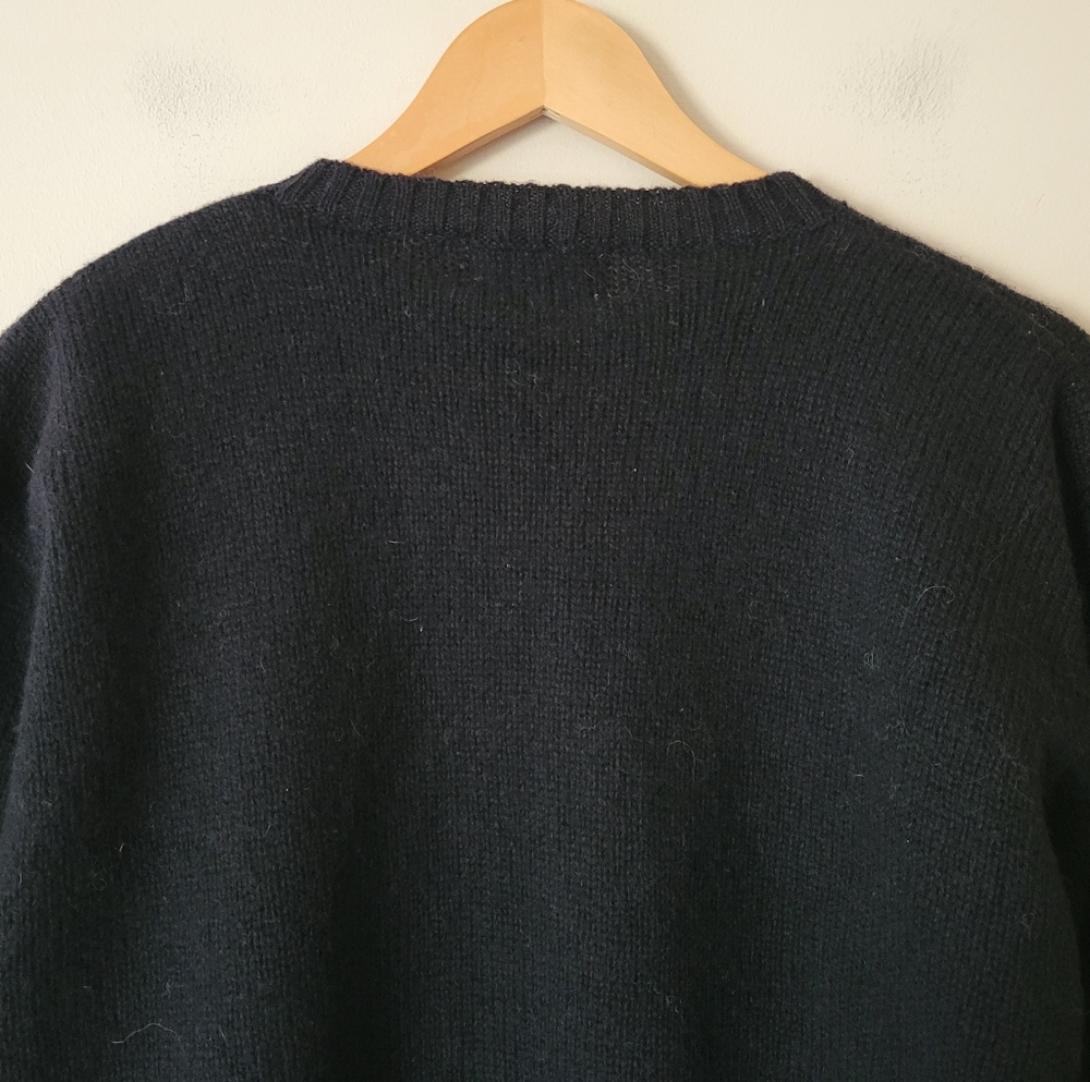 Vintage Wool Women's Black Knit Cardigan Sweater Gold Button Classic Size M - Picture 6 of 9